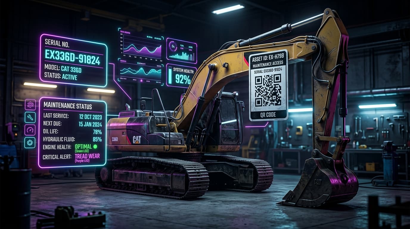 Industrial Equipment Tagged with Weather-Proof Zebra QR Barcode